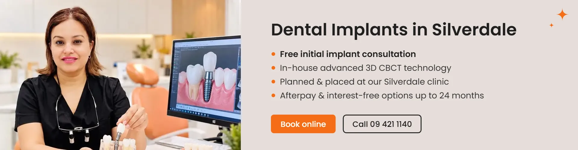 Dental implants in Silverdale with Dr Sim Sood at Dazzle Family Dental – free initial implant consultation and in-house 3D CBCT